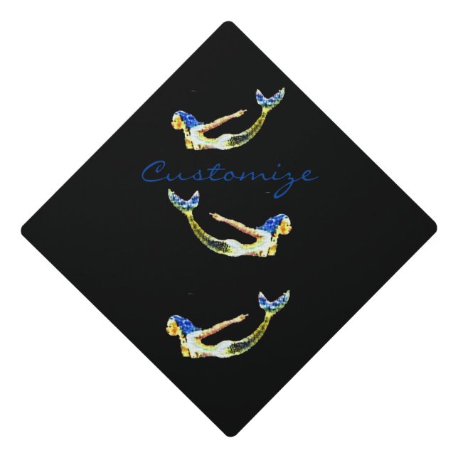 Swimming Mermaid Thunder_Cove Graduation Cap Topper (Front)