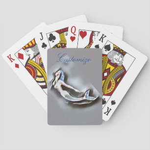 Swimming Mermaid Thunder_Cove Gray Poker Cards