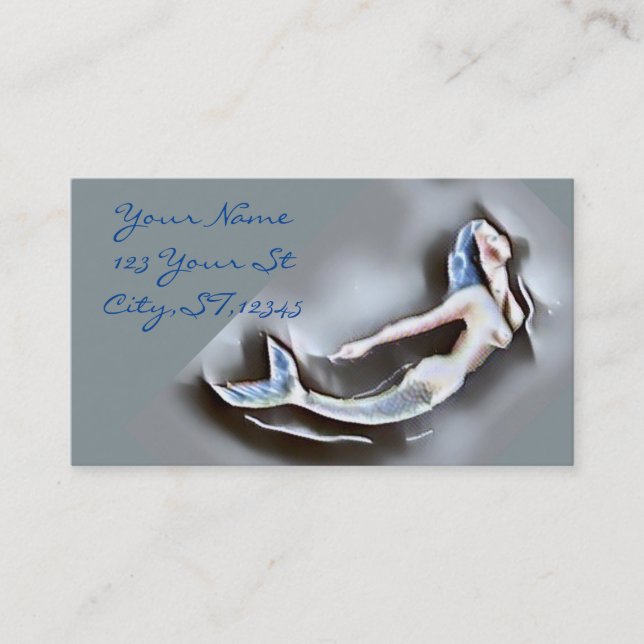 Swimming Mermaid Thunder_Cove Grey Business Card (Front)