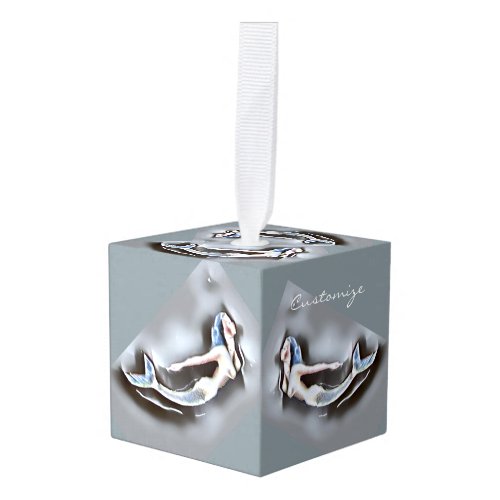 Swimming Mermaid Thunder_Cove Grey Cube Ornament