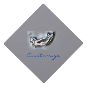 Swimming Mermaid Thunder_Cove Grey Graduation Cap Topper