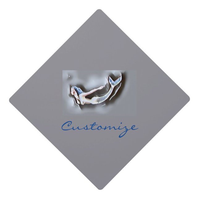 Swimming Mermaid Thunder_Cove Grey Graduation Cap Topper (Front)