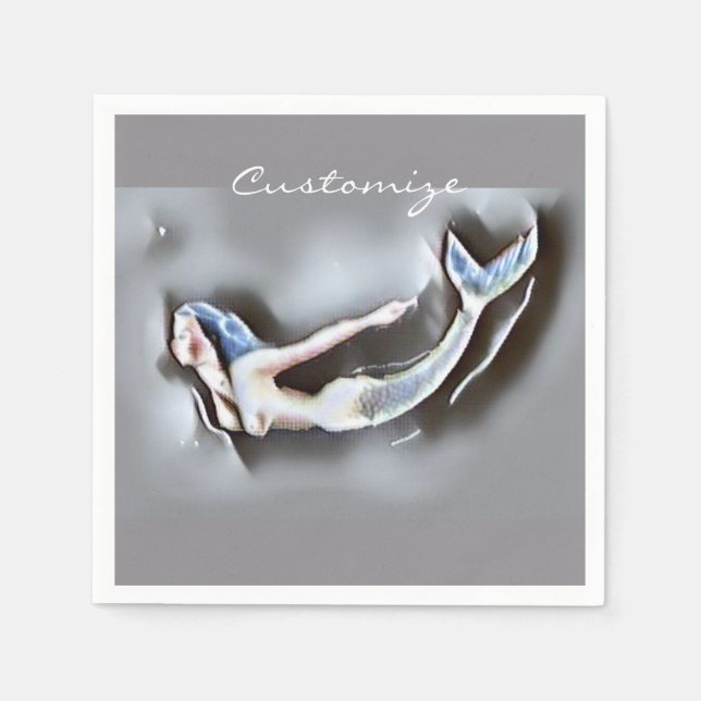 Swimming Mermaid Thunder_Cove Grey Napkins (Front)