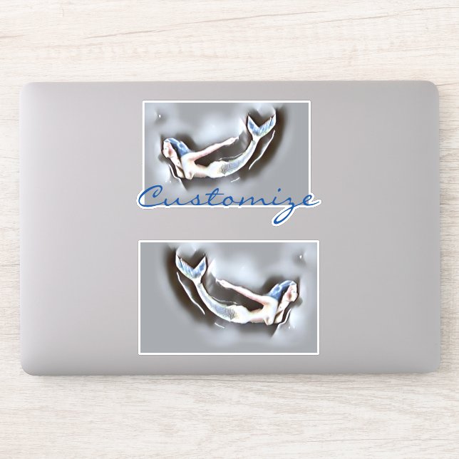 Swimming Mermaid Thunder_Cove Grey Sticker (Computer)