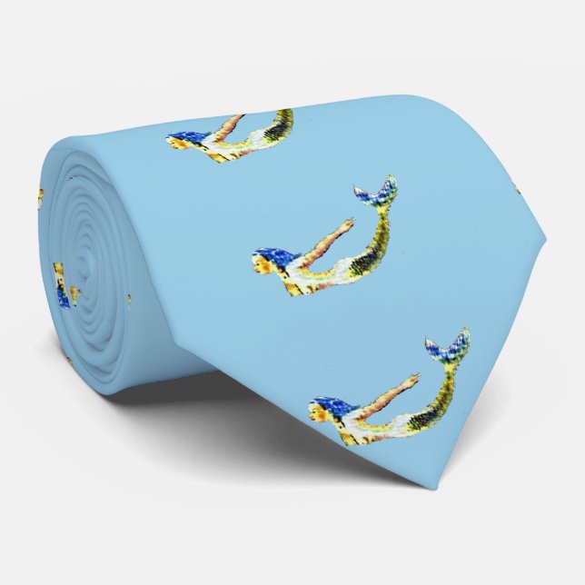 Swimming Mermaid Thunder_Cove Neck Tie (Rolled)