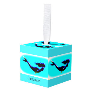 swimming mermaids cube ornament