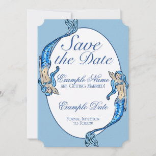 Swimming Mermaids Save the Date Wedding Card