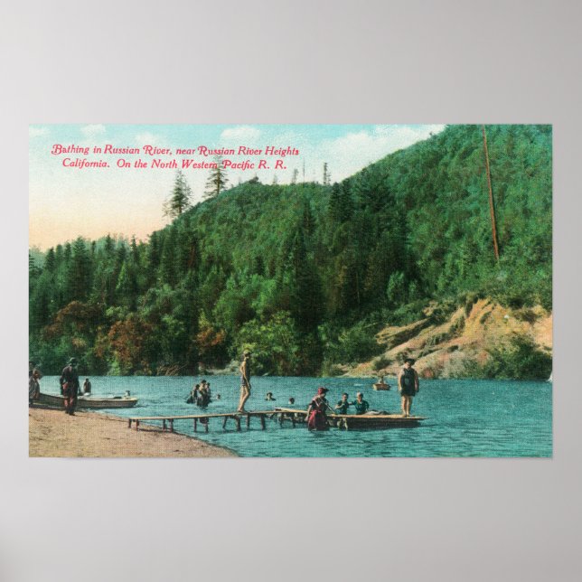 Swimming Near the Dock on the Russian River Poster (Front)