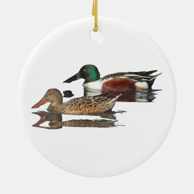 Swimming Northern Shovelers Ceramic Ornament (Back)