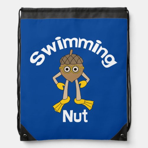 Swimming Nut Text  Drawstring Bag