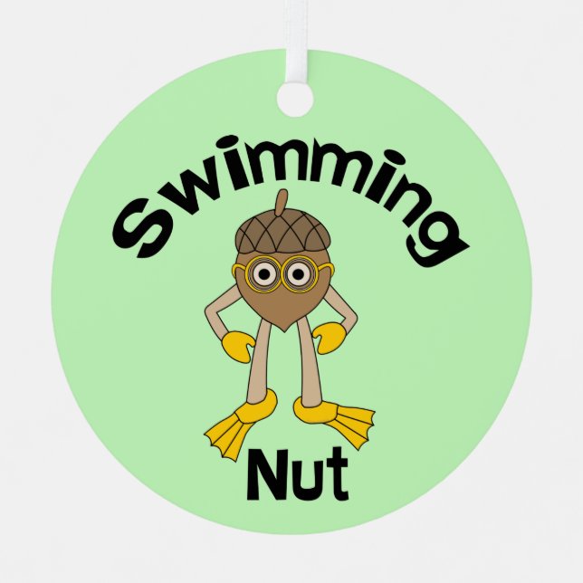 Swimming Nut Text  Metal Ornament (Front)