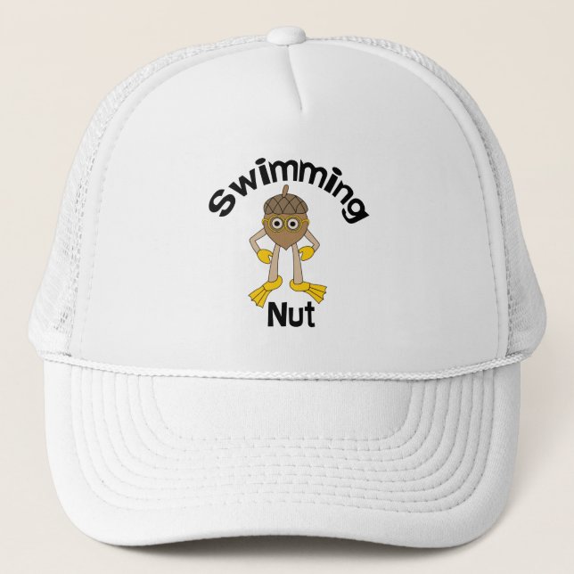 Swimming Nut Text  Trucker Hat (Front)