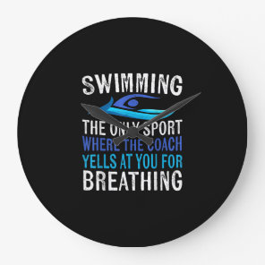 Swimming Only Sport Where Coach Swimmer Gifts Large Clock