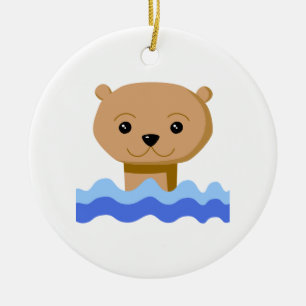 Swimming Otter. Ceramic Ornament