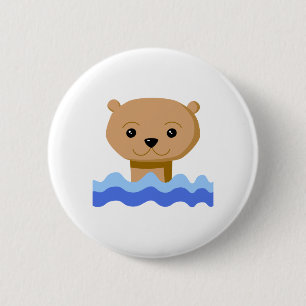Swimming Otter. Pinback Button