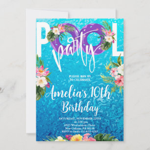 Swimming Party, Summer Pool Party Birthday Invitation