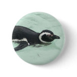 Swimming Penguin Round Pin