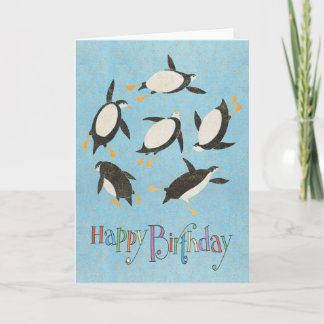 Swimming Penguins Birthday Card