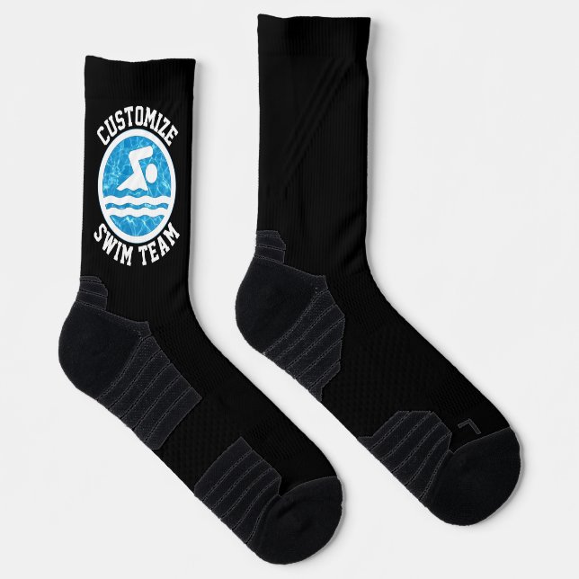 Swimming Personalized Swim Team Name Fun Swimmer Socks (Right)