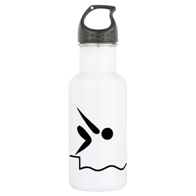 Swimming Pictogram Stainless Steel Water Bottle (Front)