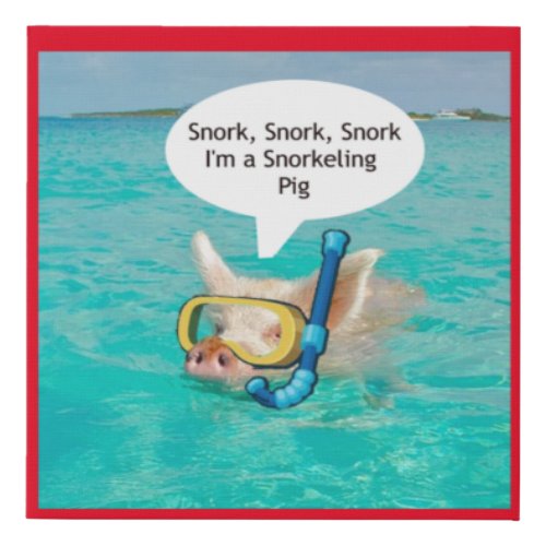 Swimming Pig is snorkeling in the Pond Faux Canvas Print