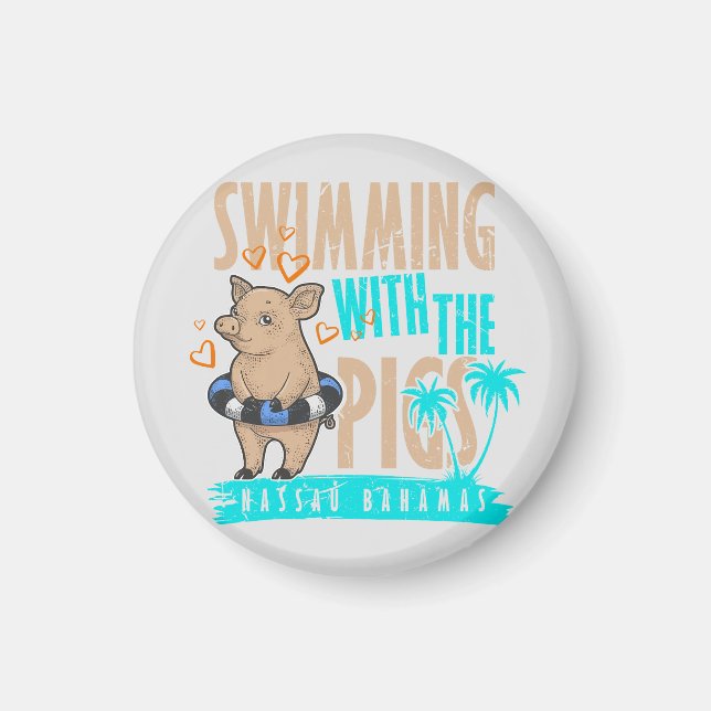 Swimming Pig Nassau Bahamas Magnet Vacation Cruise (Front)