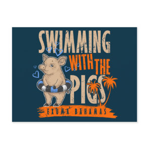 Swimming Pigs Bahamas Postcard Vacation Cruise