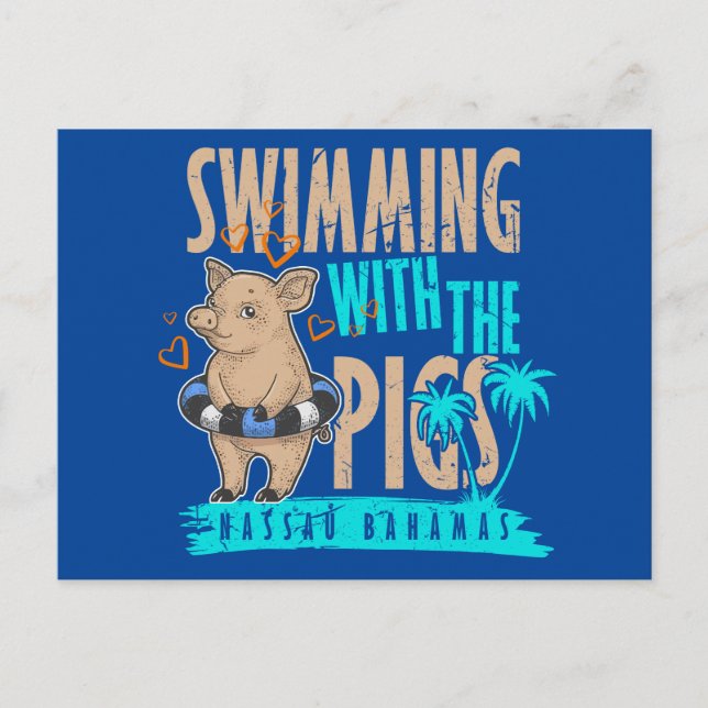 Swimming Pigs Bahamas Postcard Vacation Cruise (Front)