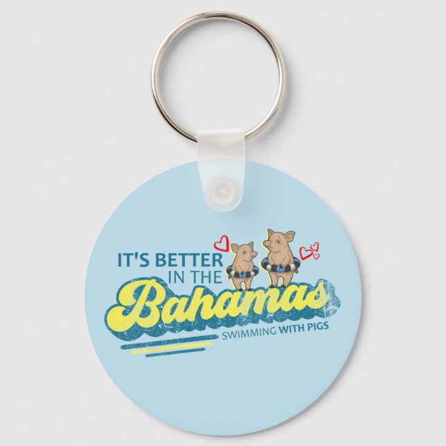 Swimming Pigs Bahamas Vacation Bahamas Cruise Keychain (Front)