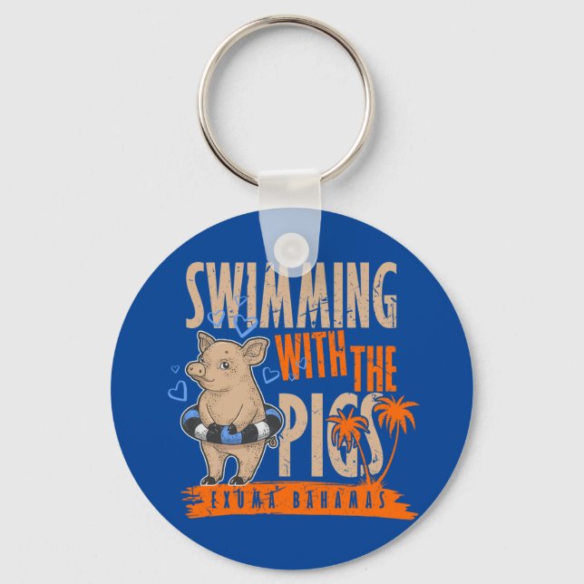 Swimming Pigs Bahamas Vacation Bahamas Cruise Keychain (Front)