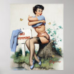swimming pin poster<br><div class="desc">Vintage pin up.</div>