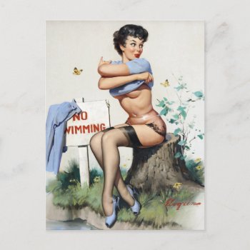 Swimming Pin Up Postcard by Vintage_Art_Boutique at Zazzle