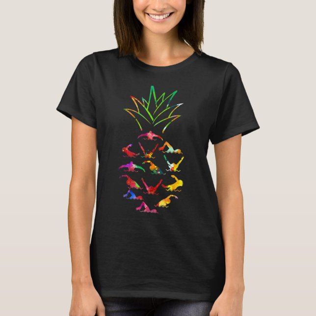 Swimming Pineapple Watercolor  Swimming T-Shirt (Front)