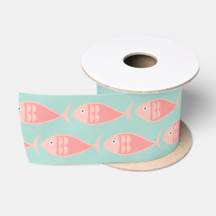 Swimming Pink Fish Satin Ribbon