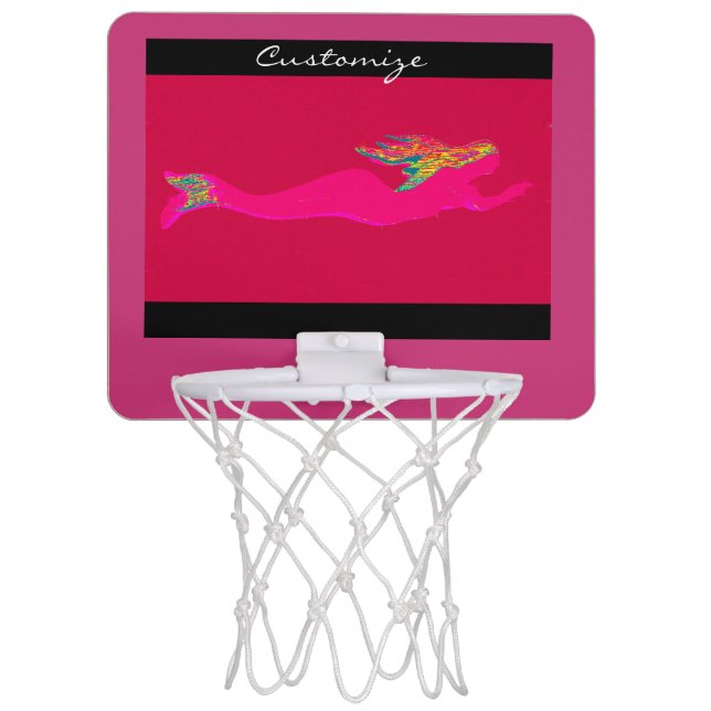 swimming pink mermaid any background Thunder_Cove Mini Basketball Hoop (Front)
