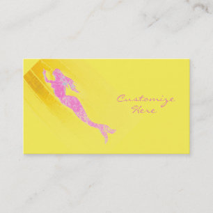 swimming pink mermaid business card