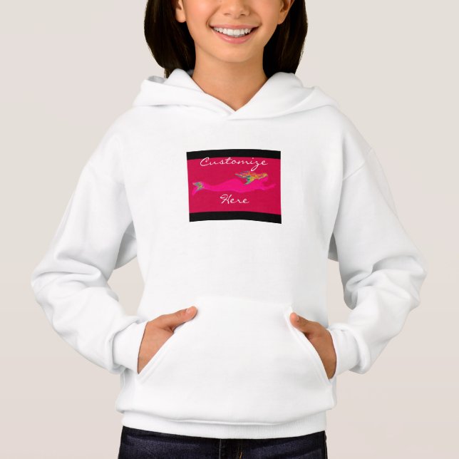 swimming pink mermaid hoodie (Front)