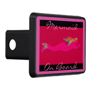 swimming pink mermaid onboard pink/black tow hitch cover