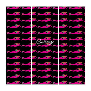swimming pink mermaids blackThunder_Cove Triptych