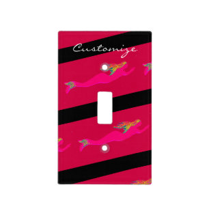 swimming pink mermaids light switch cover