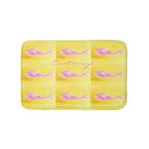 swimming pink mermaids pattern bathroom mat