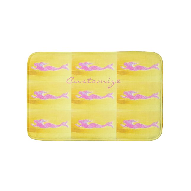 swimming pink mermaids pattern bathroom mat (Front)