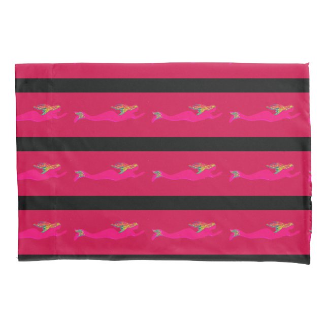 swimming pink mermaids pattern pillow case (Front)