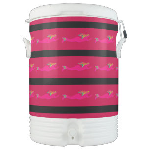 Swimming pink mermaids red beverage cooler