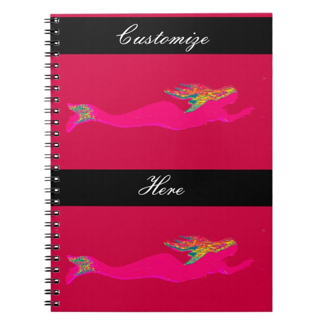 swimming pink mermaids red/black notebook (Front)
