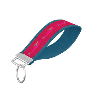 swimming pink mermaids red wrist keychain