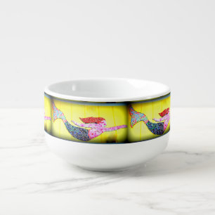 swimming pink mermaids soup mug