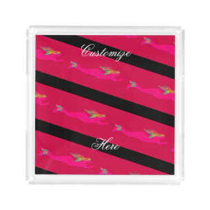 swimming pink mermaids striped acrylic tray