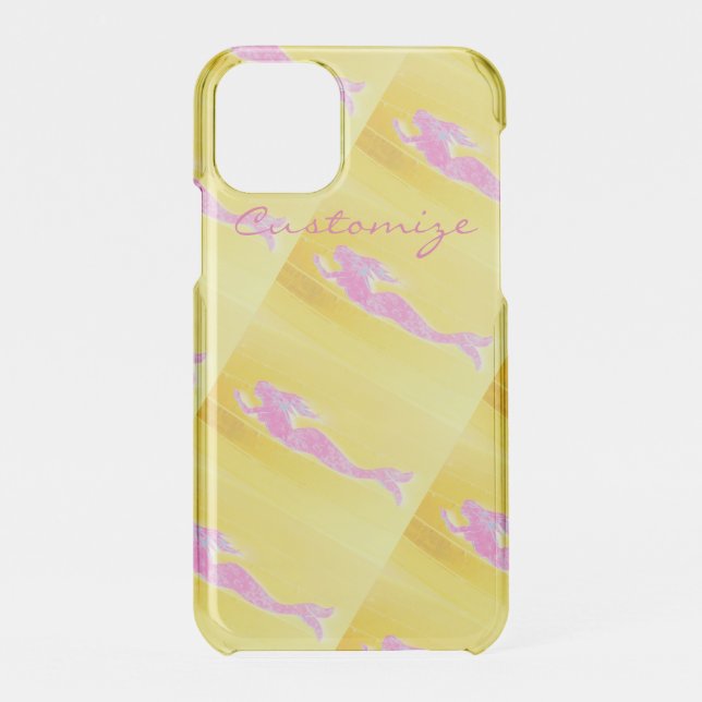 swimming pink mermaids yellow uncommon iPhone case (Back)