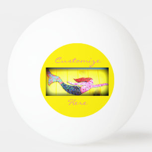 swimming pink mosaic mermaid Ping-Pong ball